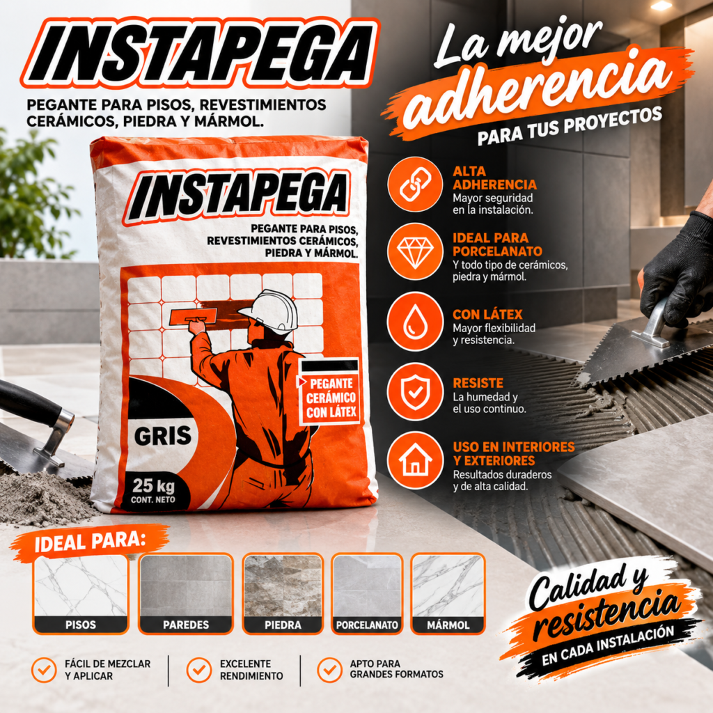 Pegante Gris para Piso Cerámico Interior, Piedra y Marmol 23kg
